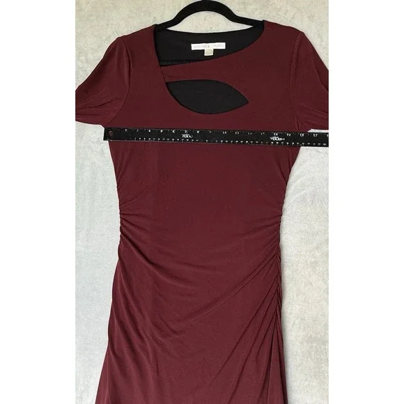 Boston Proper Dress Women 8 Burgundy Red Revenge Holiday Cocktail Cutout Scarlet - Picture 4 of 9